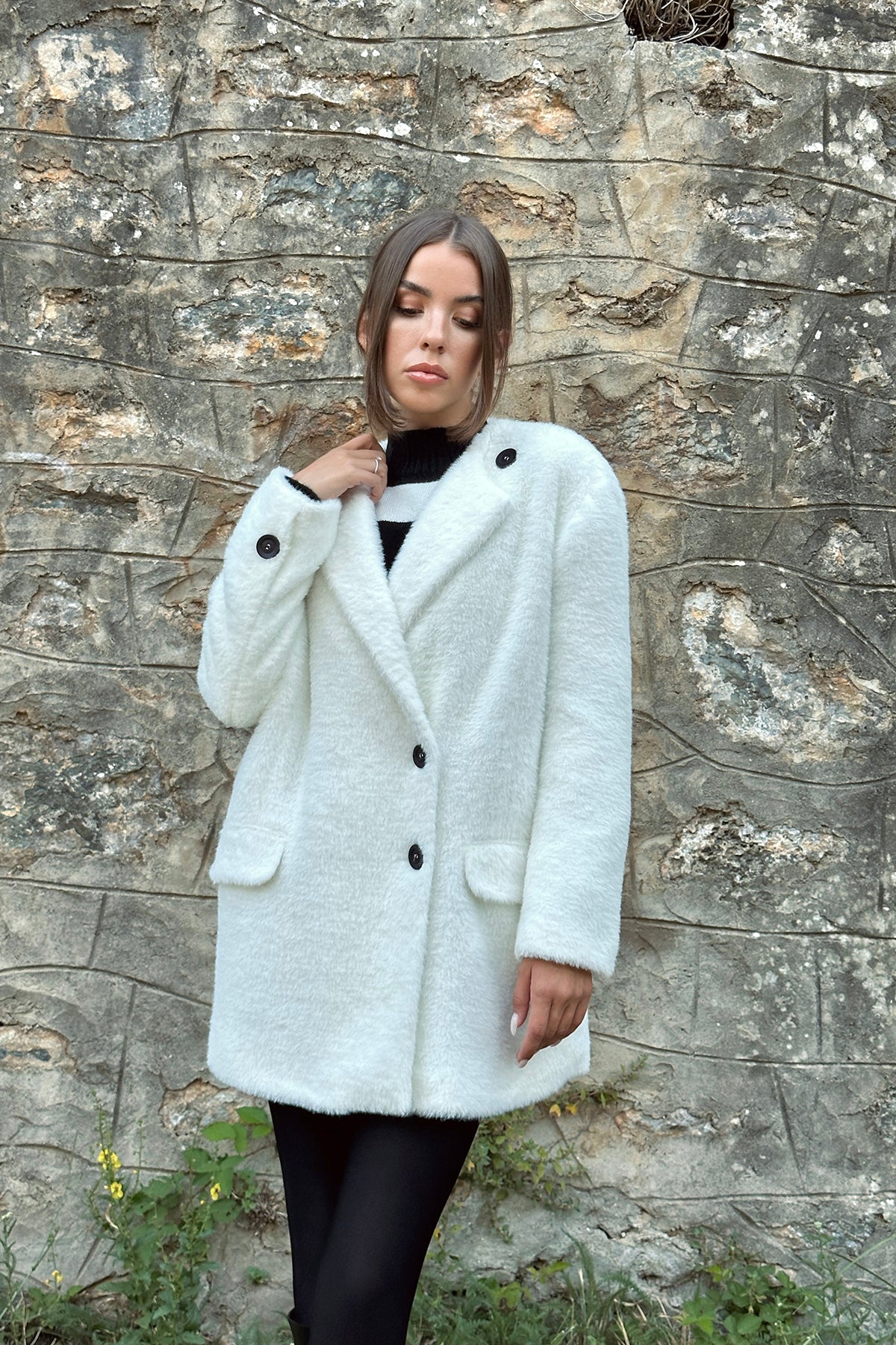 Furry Soft Coat - White