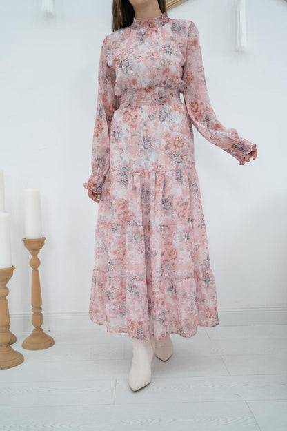 Kleid mit Blumenmuster - Rosa