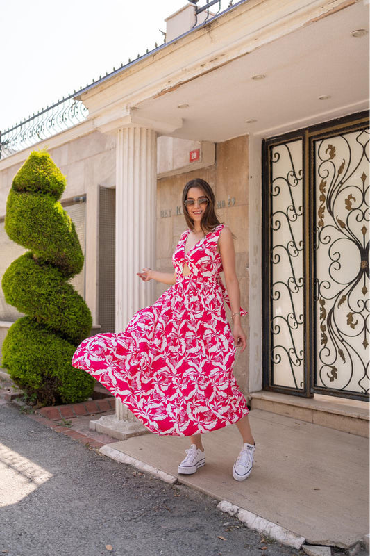 Sommerkleid zum Binden vorne – Rosa