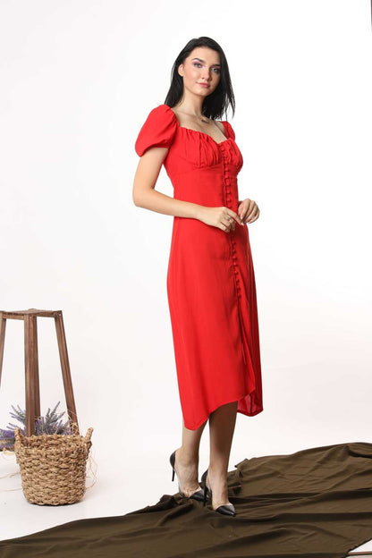 Kleid mit Prinzessinnenkragen – Rot