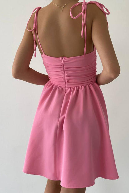 Minikleid mit Schulterbindung – Rosa