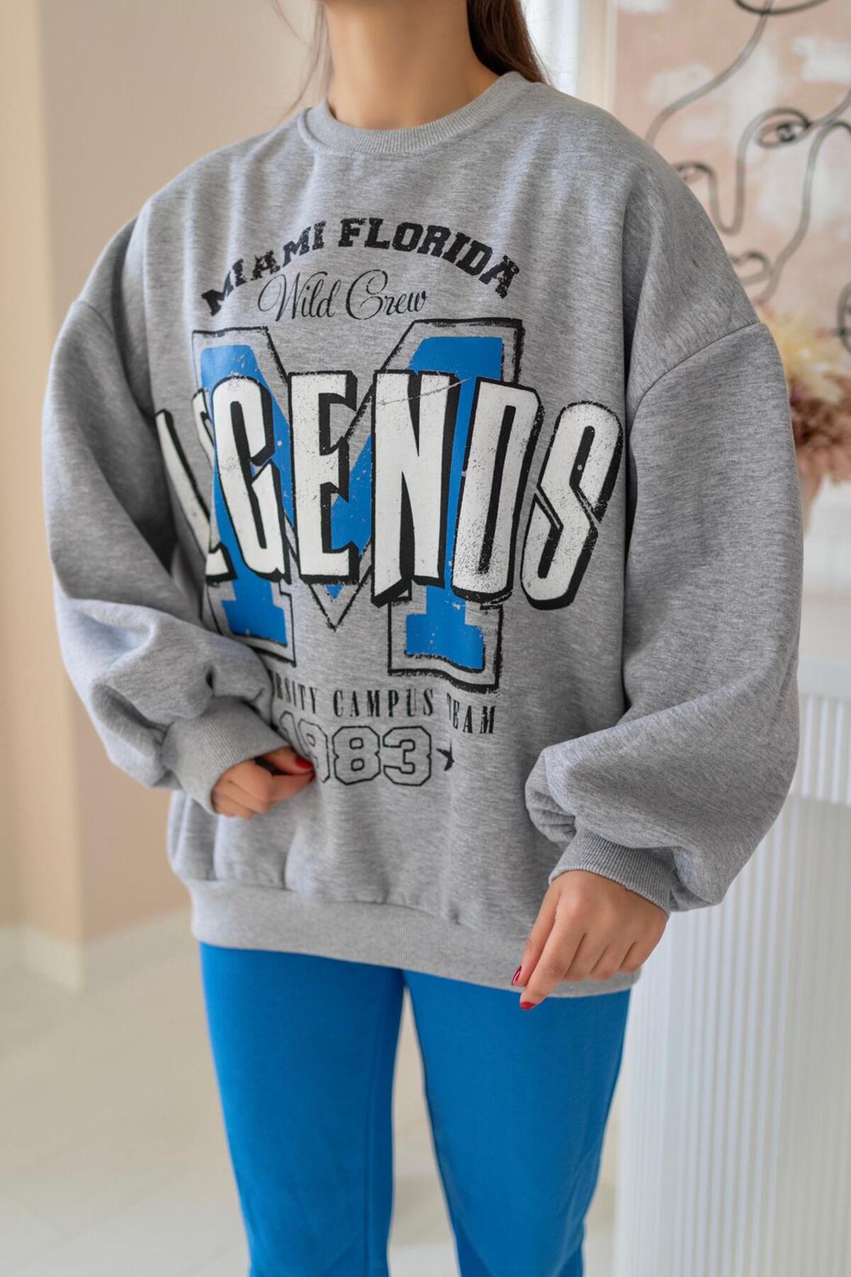 Sweatshirt mit Buchstaben-Print – Grau