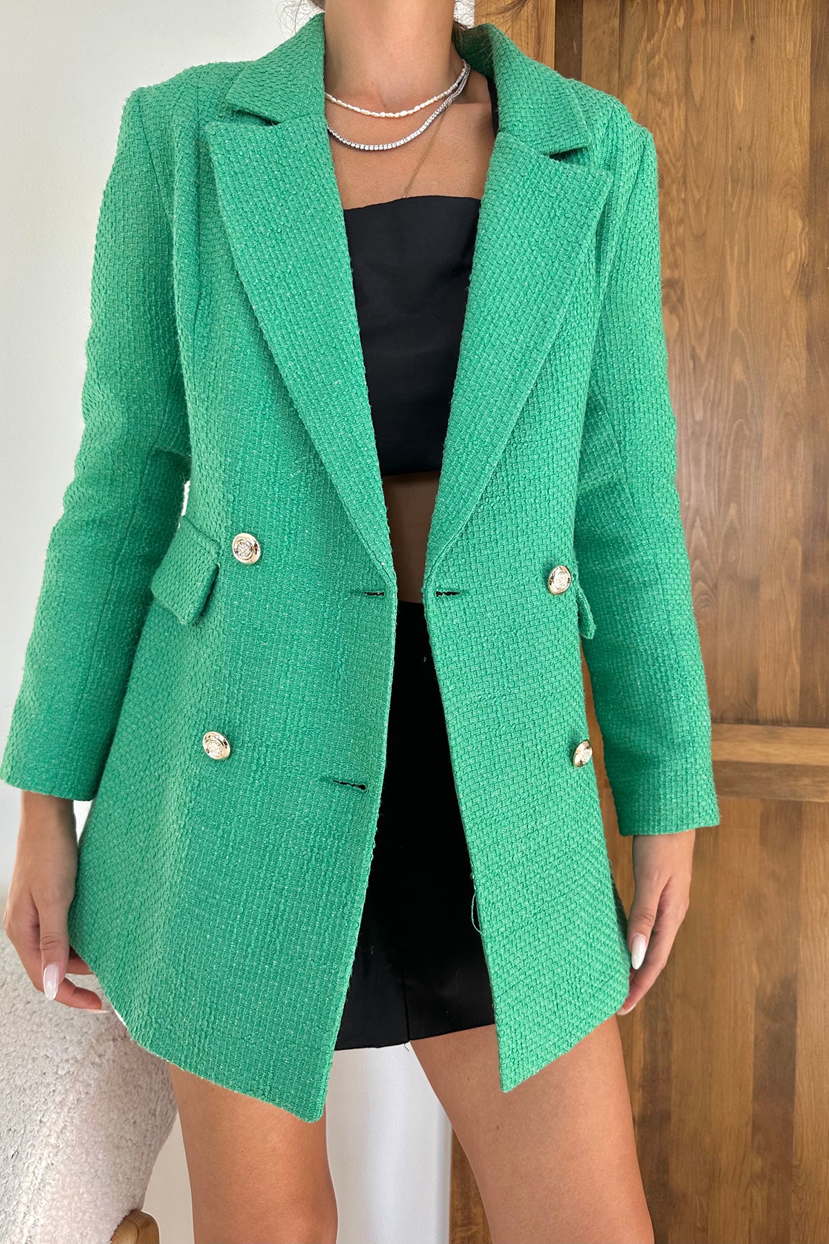 Tweed-Jacke – Grasgrün