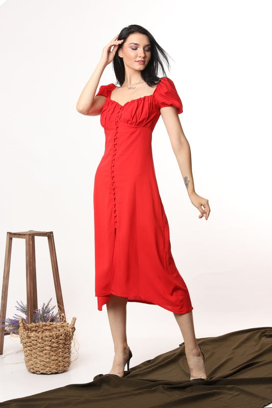 Kleid mit Prinzessinnenkragen – Rot