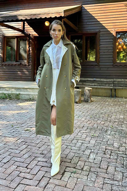 Verzierter Trenchcoat – Khaki