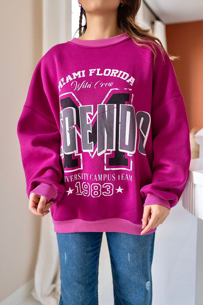 Sweatshirt mit Buchstabendruck - Fuchsia