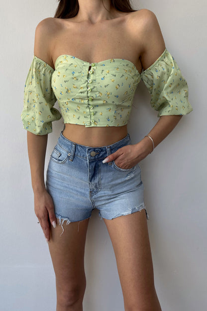 Gemusterte Bluse - Mint