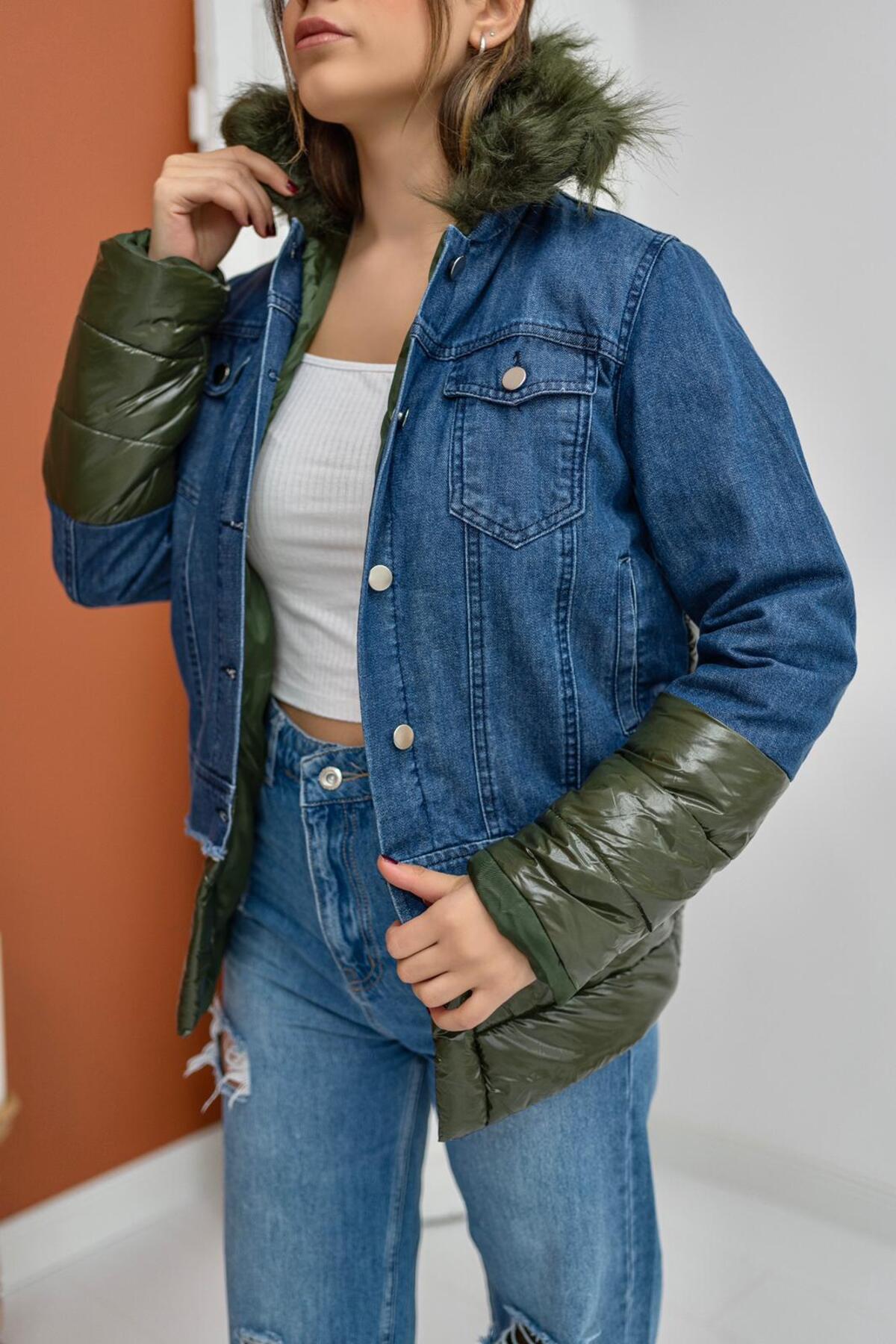 Aufblasbare Jeansjacke – Blau und Grün