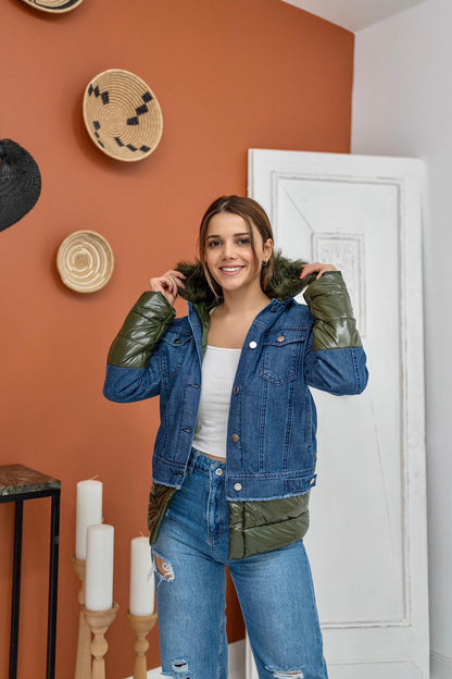 Aufblasbare Jeansjacke – Blau und Grün