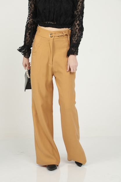 High Waist Palazzo Pants - Tan