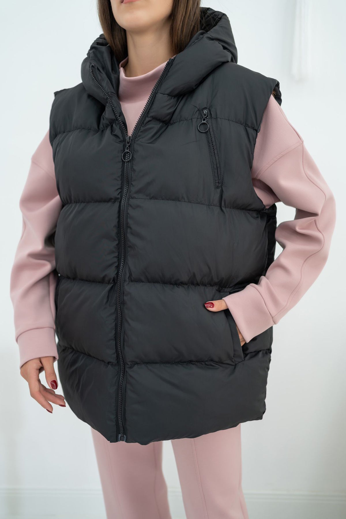 Hooded Inflatable Vest - Black