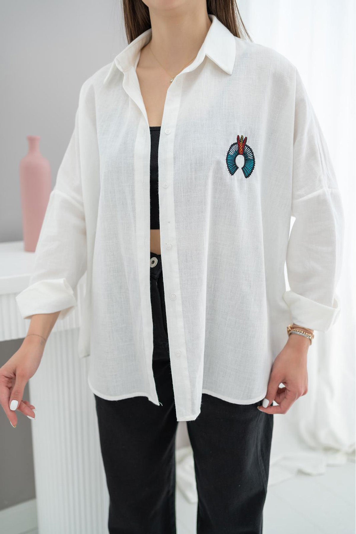 Embroidered Shirt - White