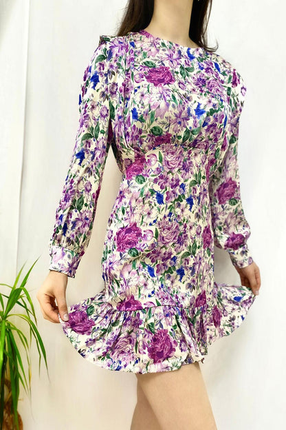 Floral Pattern Dress - Purple