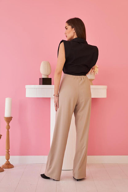 Waist Pleated Trousers - Mink