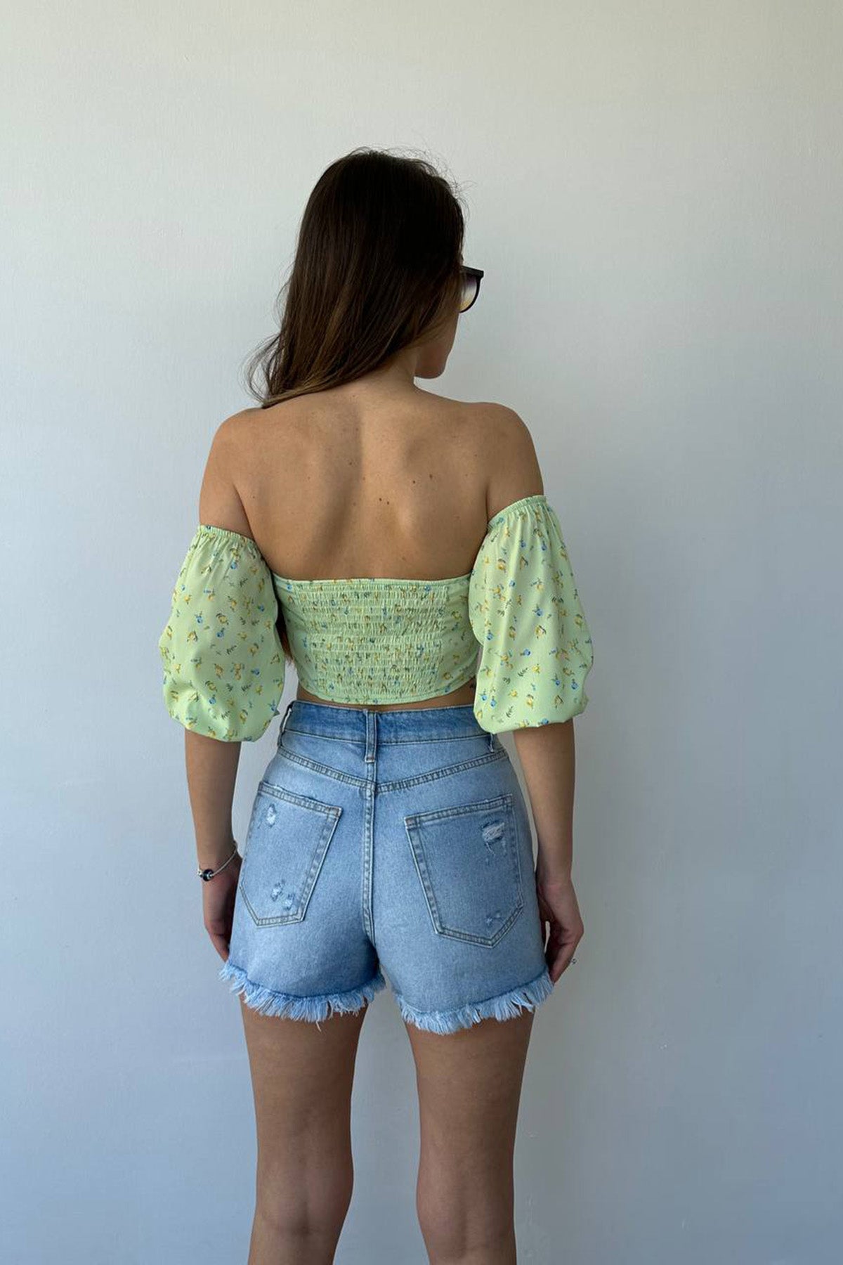 Gemusterte Bluse - Mint