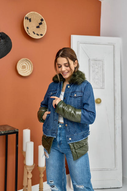 Aufblasbare Jeansjacke – Blau und Grün