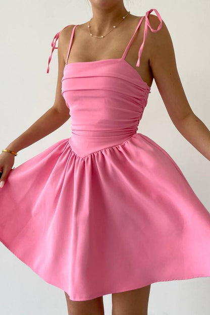 Minikleid mit Schulterbindung – Rosa