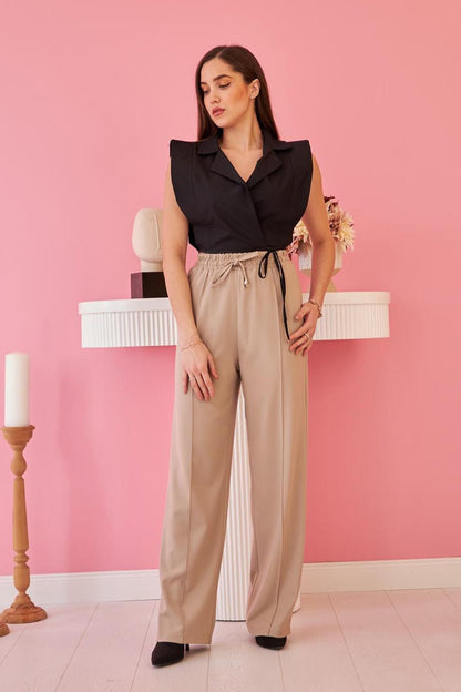 Waist Pleated Trousers - Mink