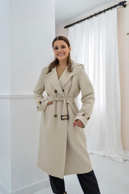 Trenchcoat mit Gürtel und Knöpfen – Beige