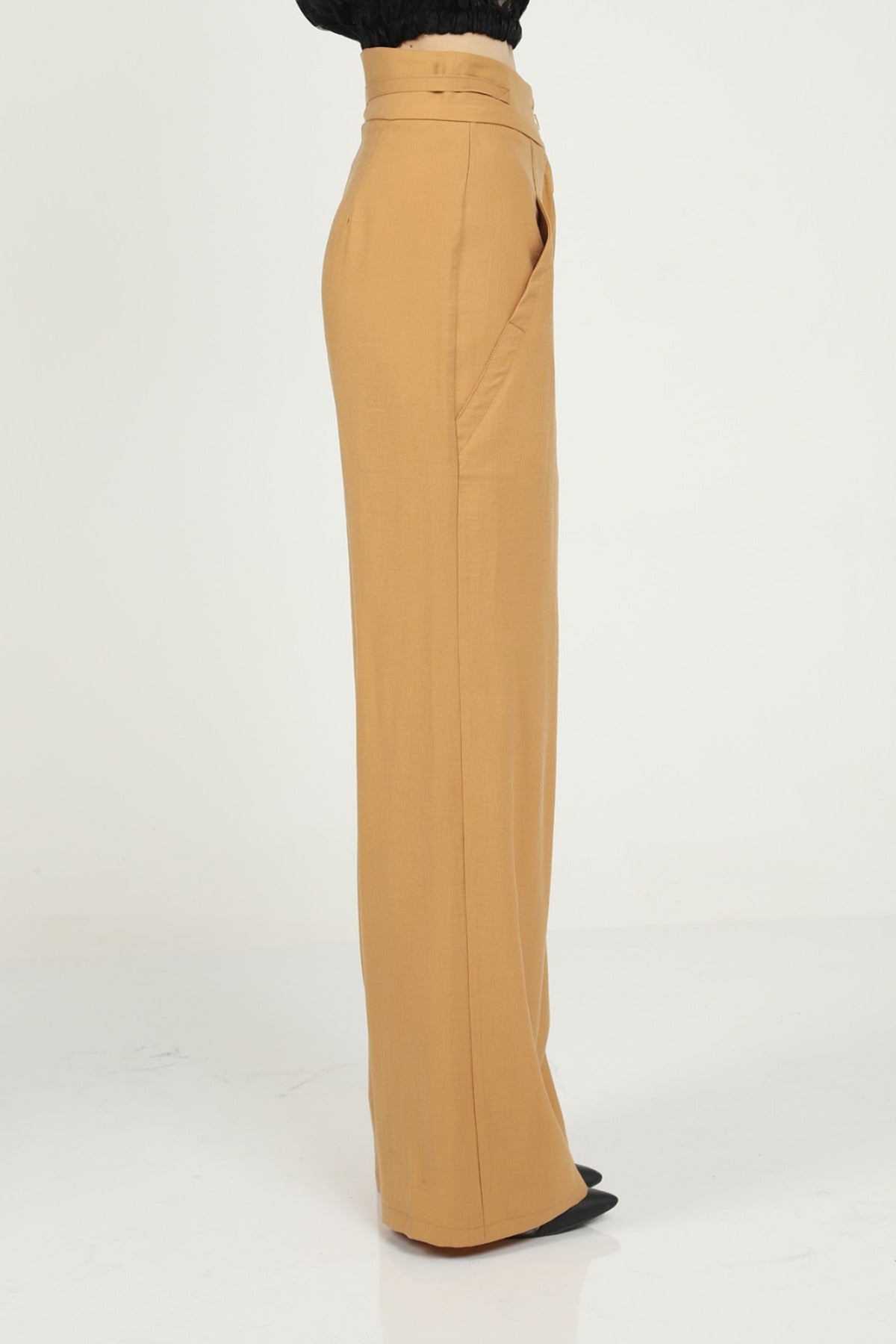 High Waist Palazzo Pants - Tan