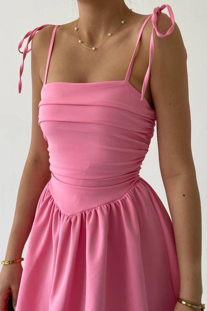 Minikleid mit Schulterbindung – Rosa